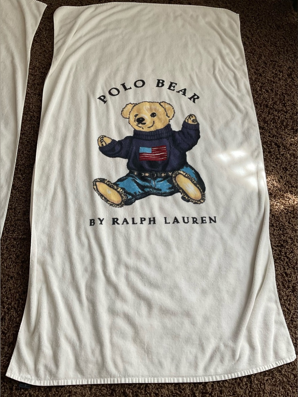 2 Vintage Ralph Lauren Polo Bear Pool/Beach Towels - Picture 3 of 11